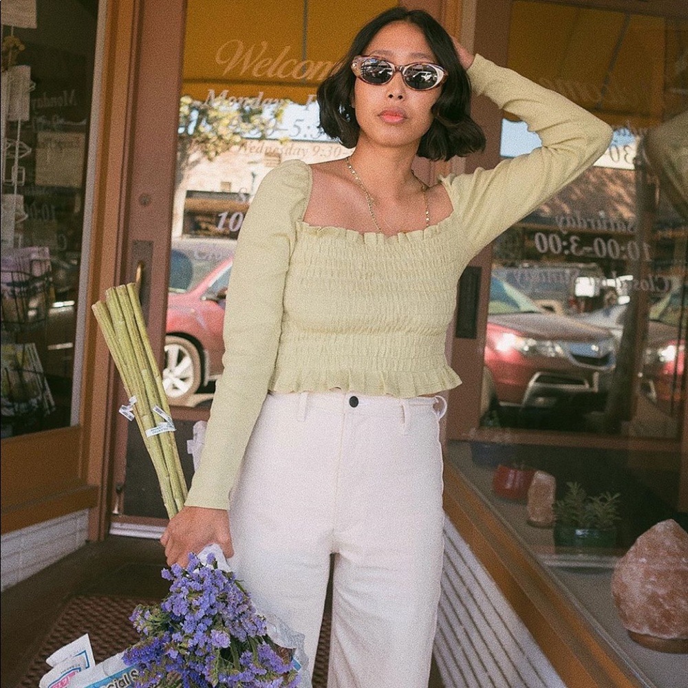 Lisa Says Gah Sophie Top in Sage Size S